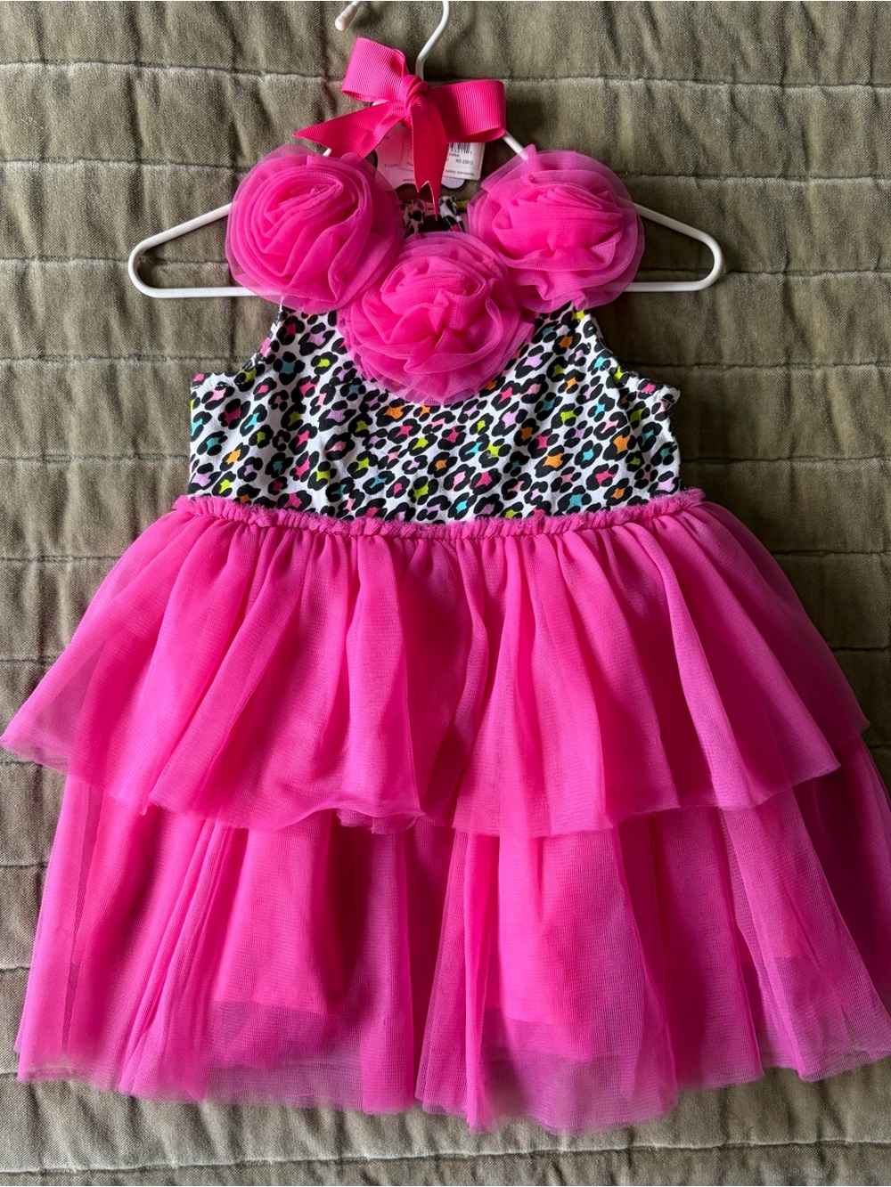 Mud Pie Baby Girls' Leopard Print Tier Dress 0-6 Months Pink Cute New Tags